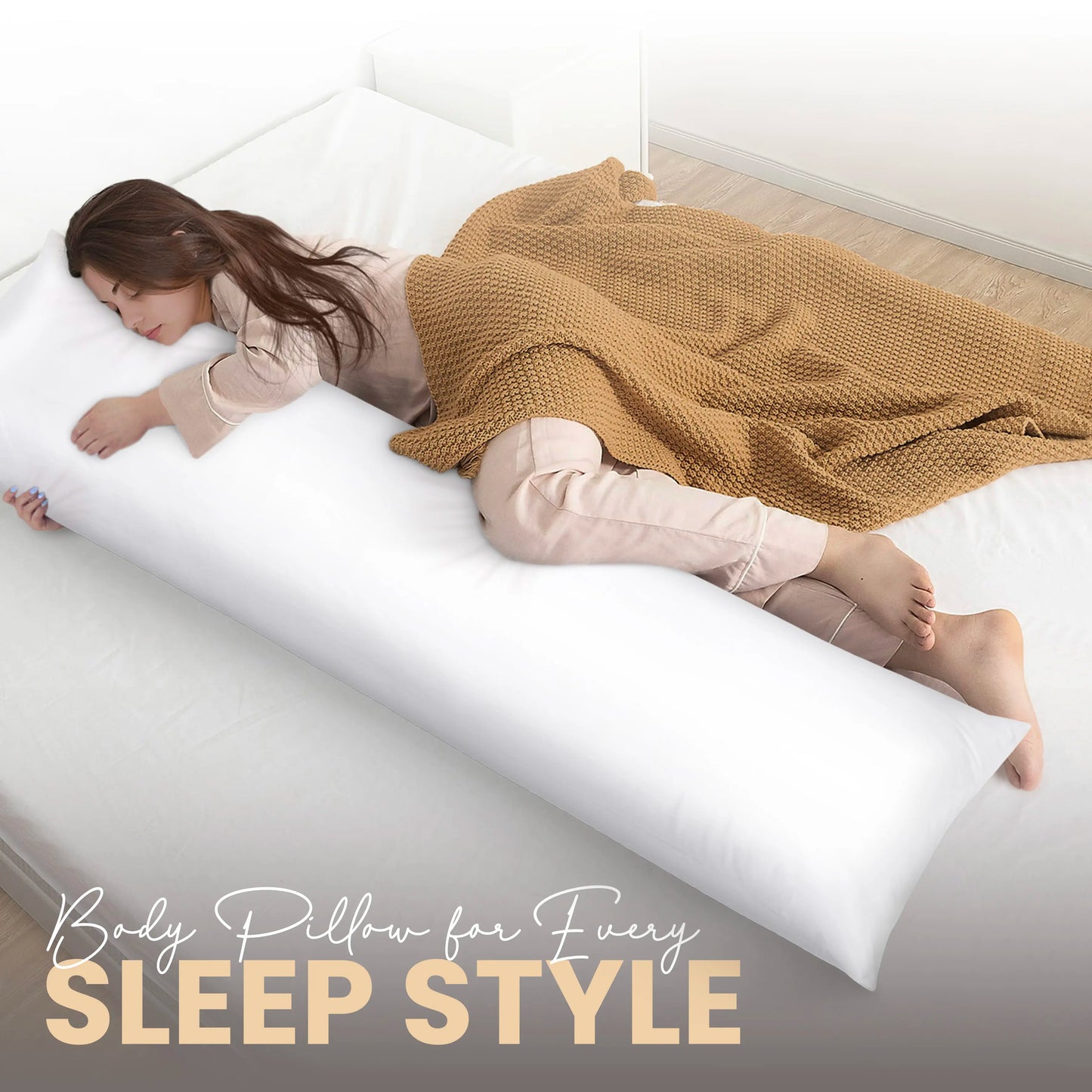 Long Body Pillow – Supportive Bolster Positioner – Soft Durable Bed Accessory for Side Sleepers & Comfort