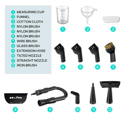 Redhut [2026] Handheld Pressurized Multifunctional Steam Cleaner, equipped with 12 accessories, powerful and efficient.