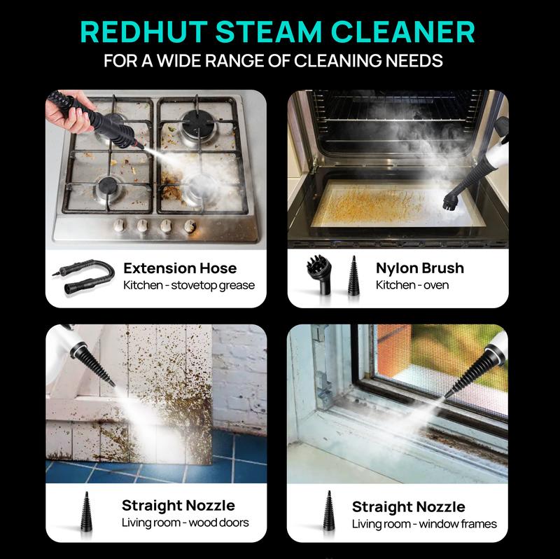 Redhut [2026] Handheld Pressurized Multifunctional Steam Cleaner, equipped with 12 accessories, powerful and efficient.