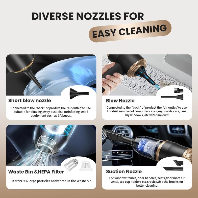 Powerful handheld cordless vacuum cleaner with strong suction.