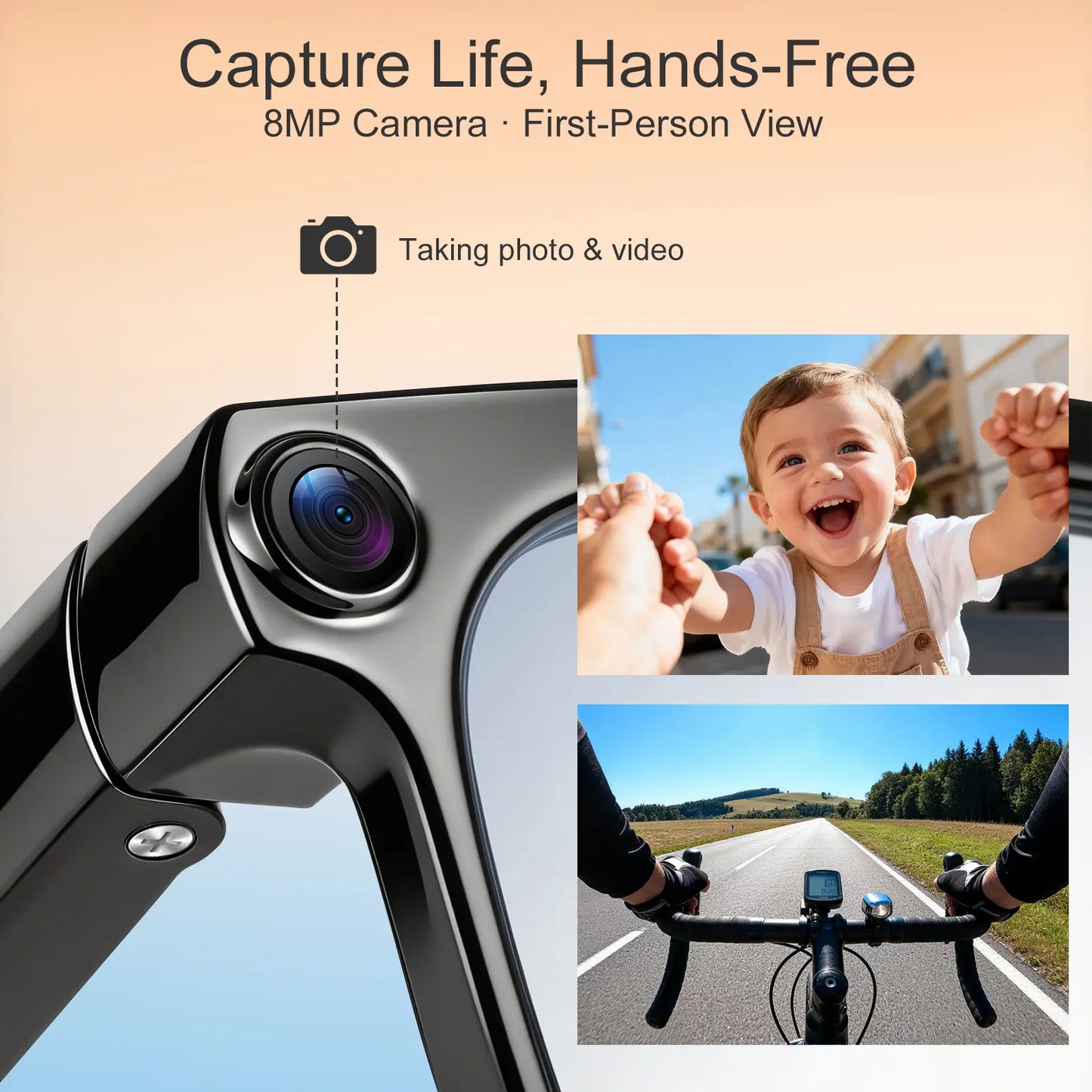 AI Camera Glasses 8MP HD Recording Real Time Translation UV Protection