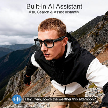 AI Camera Glasses 8MP HD Recording Real Time Translation UV Protection