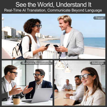 AI Camera Glasses 8MP HD Recording Real Time Translation UV Protection