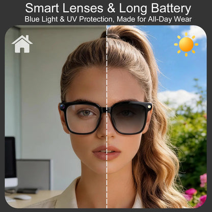 AI Camera Glasses 8MP HD Recording Real Time Translation UV Protection