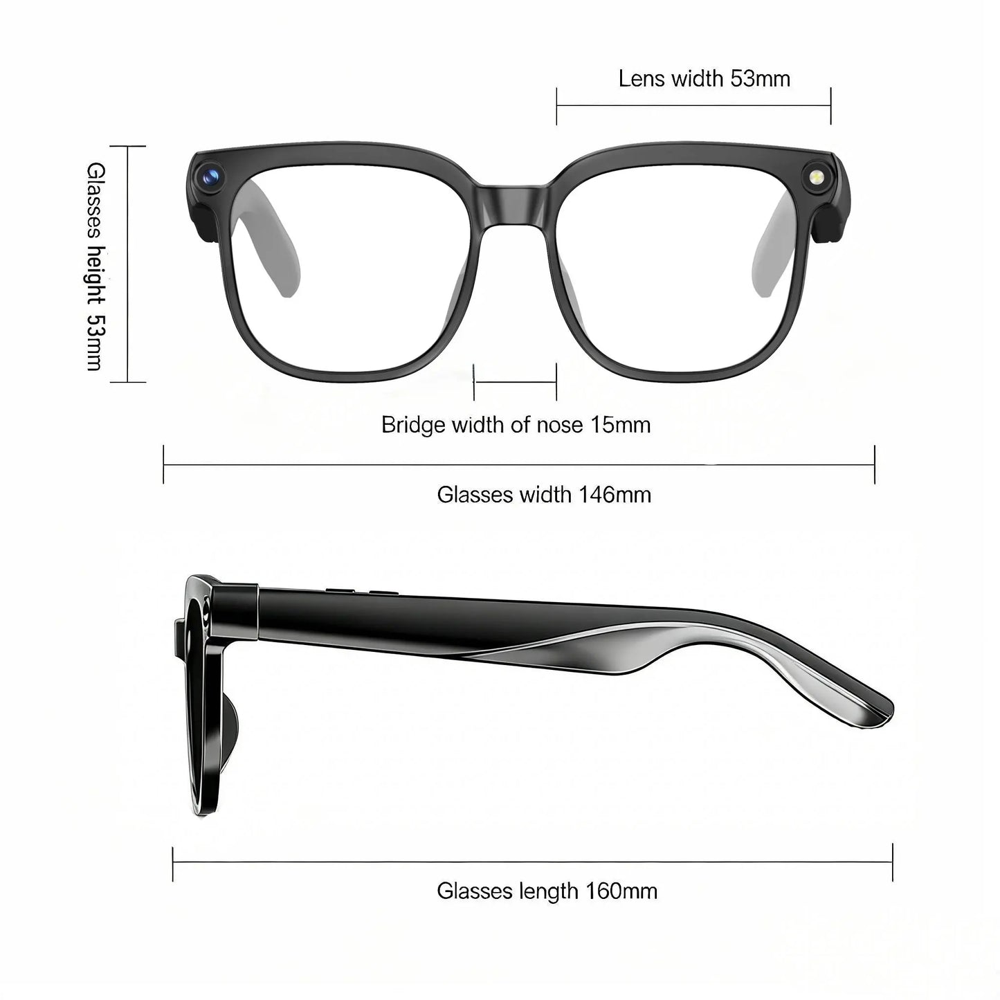 AI Camera Glasses 8MP HD Recording Real Time Translation UV Protection