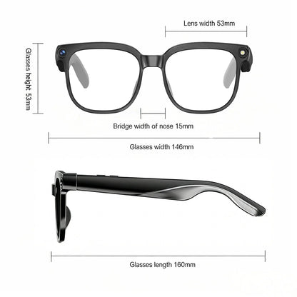 AI Camera Glasses 8MP HD Recording Real Time Translation UV Protection