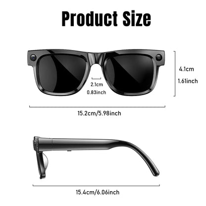 Smart Camera Glasses with Magnetic Charging Photo Video Audio Recording
