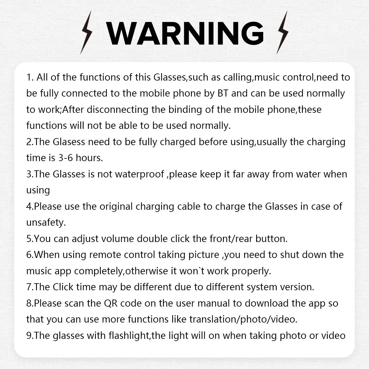 Smart Camera Glasses with Magnetic Charging Photo Video Audio Recording