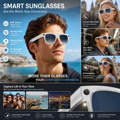 Smart Camera Glasses with Magnetic Charging Photo Video Audio Recording