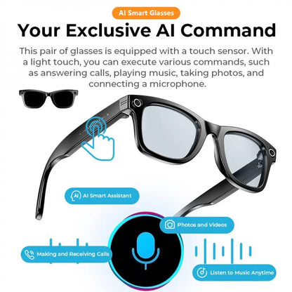Smart AI Camera Glasses with 8MP Photochromic Lenses Real Time Translation