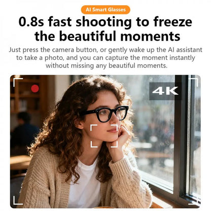Smart AI Camera Glasses with 8MP Photochromic Lenses Real Time Translation