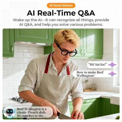 Smart AI Camera Glasses with 8MP Photochromic Lenses Real Time Translation