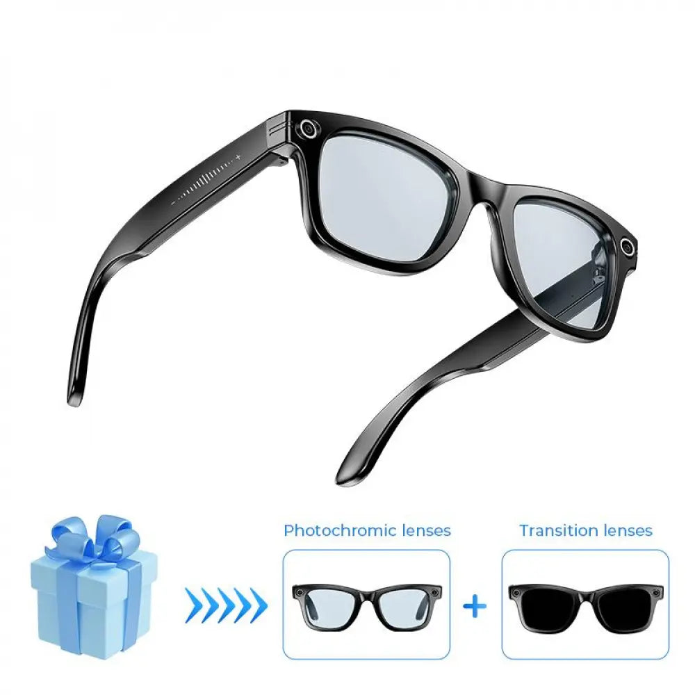 Smart AI Camera Glasses with 8MP Photochromic Lenses Real Time Translation