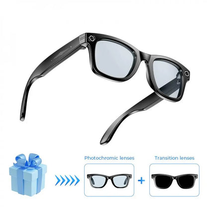 Smart AI Camera Glasses with 8MP Photochromic Lenses Real Time Translation