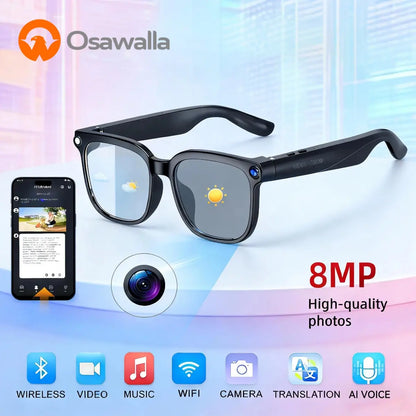 Smart AI Camera Glasses with 8MP Camera 1080P Video Real Time Translation