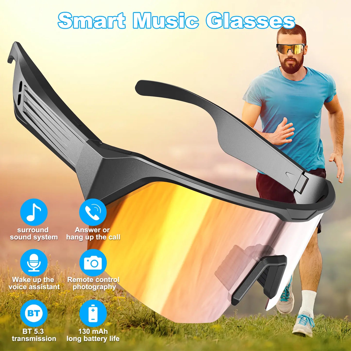 Smart Bluetooth Audio Glasses with Built In Speakers Hands Free Calls