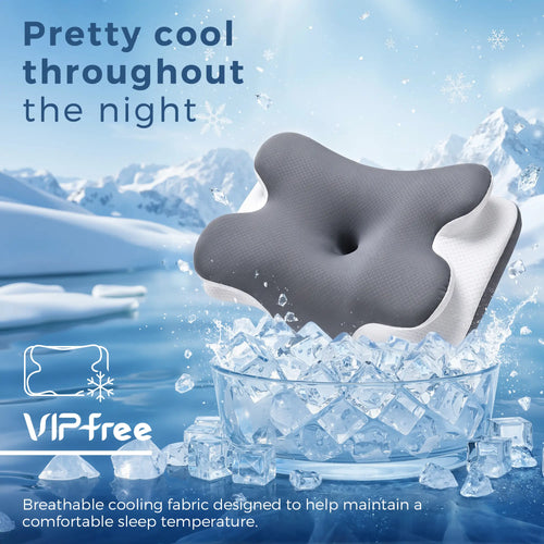 Cooling Memory Foam Neck Pillow – Adjustable Ergonomic Support – Cervical Pain Relief & Comfort