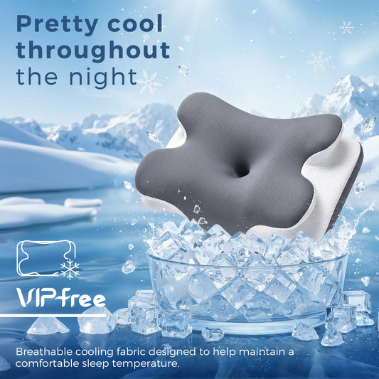 Cooling Memory Foam Neck Pillow – Adjustable Ergonomic Support – Cervical Pain Relief & Comfort