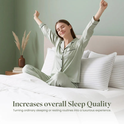 Striped Pillows 2-Pack – Breathable Covers, No-Shift – Memory Foam for Back Sleepers