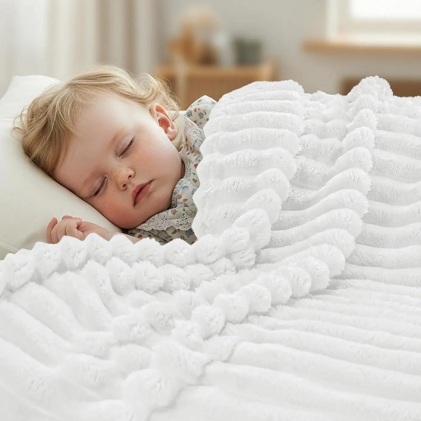 Striped Fleece Throw Blanket – Ultra Soft, Warm, Lightweight – Cozy Fluffy Ribbed for Bedroom & Living Room