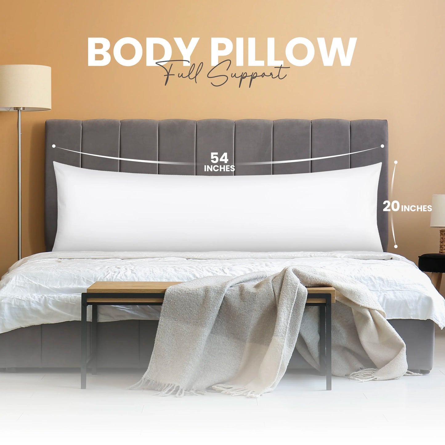Long Body Pillow – Supportive Bolster Positioner – Soft Durable Bed Accessory for Side Sleepers & Comfort