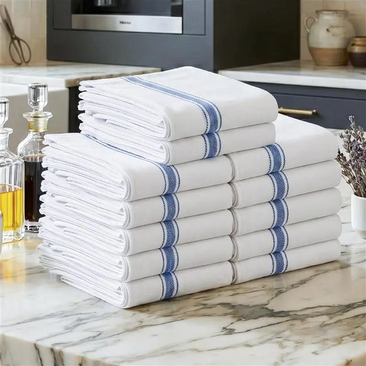 12-Pack Cotton Kitchen Towels – Ultra Absorbent, Soft, Lint-Free – Lightweight 15x25 Cleaning Towels for Kitchen