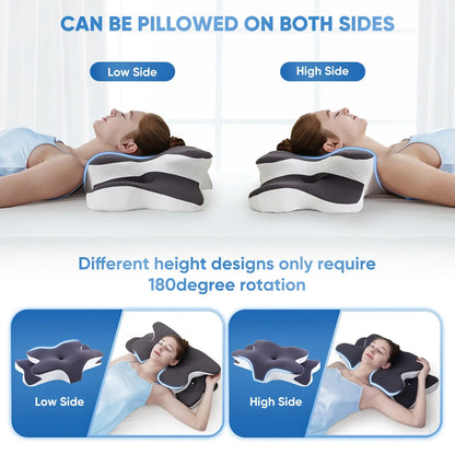 Cooling Memory Foam Neck Pillow for Side Back & Stomach Sleepers
